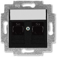 Розетка компьютерная без рамки ABB EPJ Levit 2-м. RJ45+RJ45 5e антрацит картинка